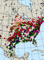 Map of sightings from Journey North